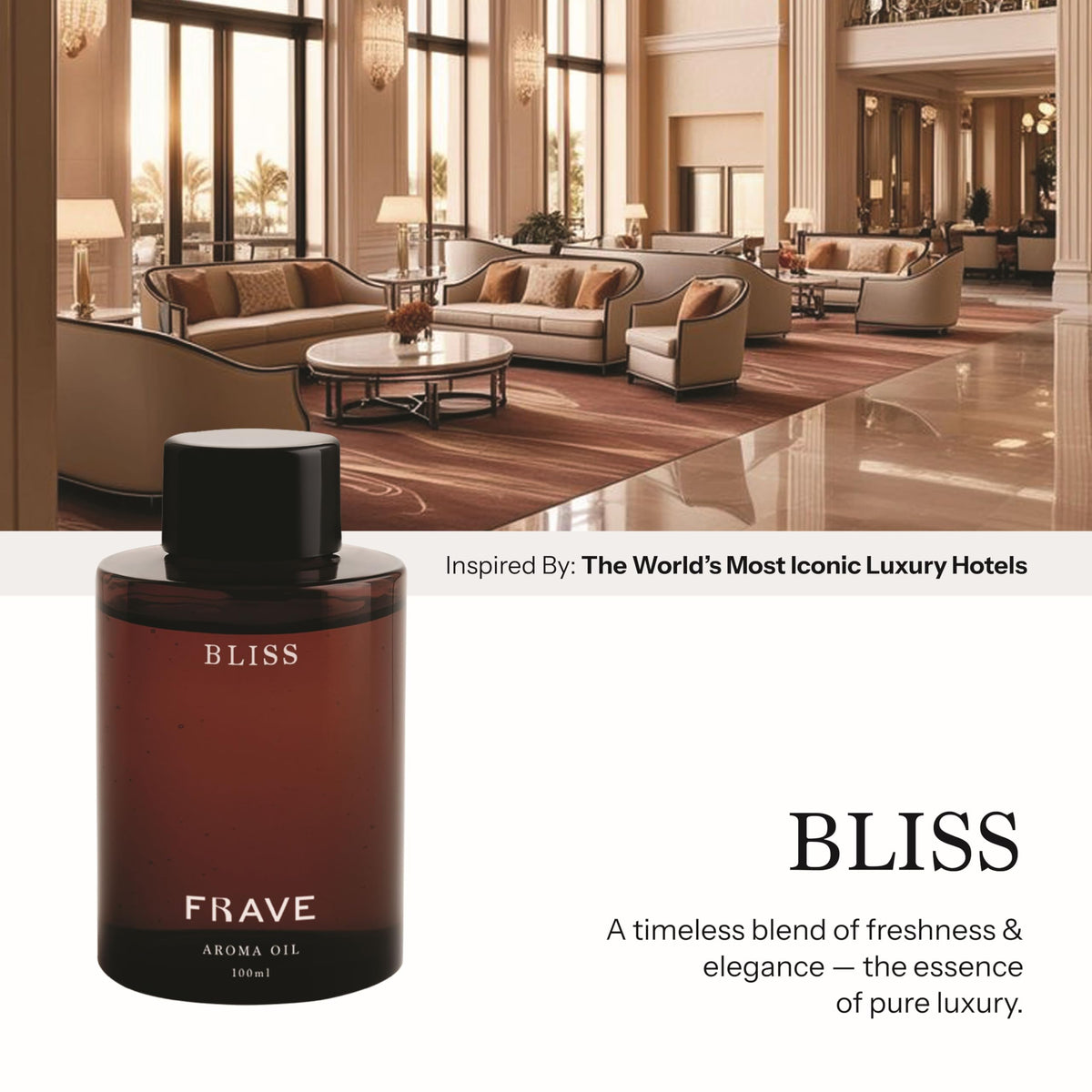 Frave Bliss packaging displayed, premium vegan formula ready for refill.