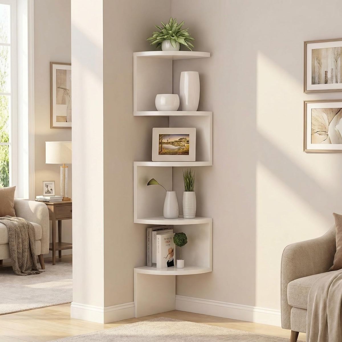 FRAWENLECO shelf holds books and small plants in tight spaces.