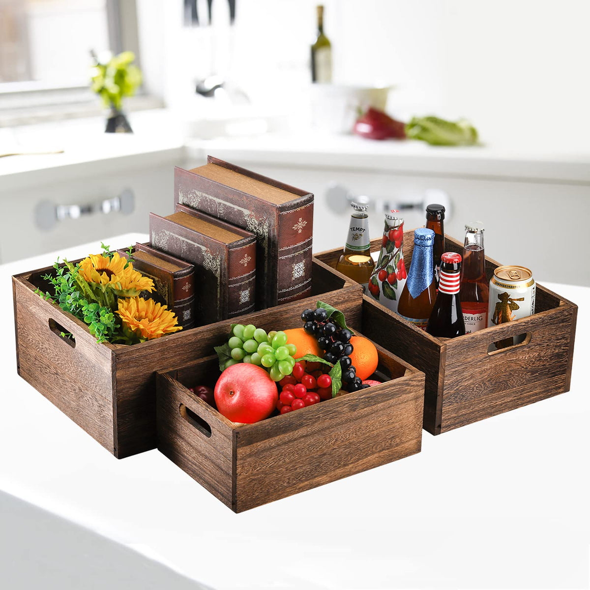 Frcctre decorative wood crates stackable design for space saving