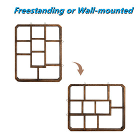 Frcctre multi-slot wood shelf supports varied item sizes with creative layouts