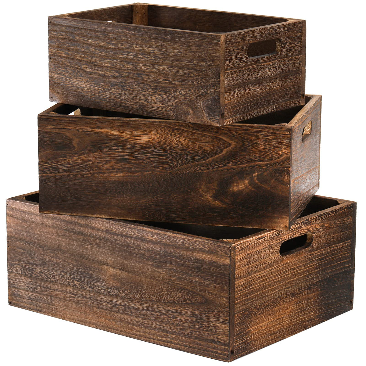 Frcctre wood nesting crates large front view for versatile storage and decor