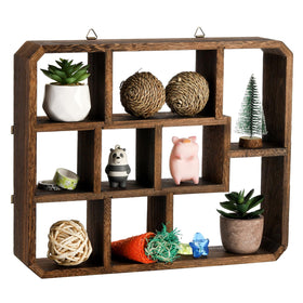 Frcctre rustic shadow box nine-compartments shelf for versatile wall display