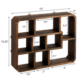 Frcctre solid wood torched finish display shelf adds vintage charm to any room