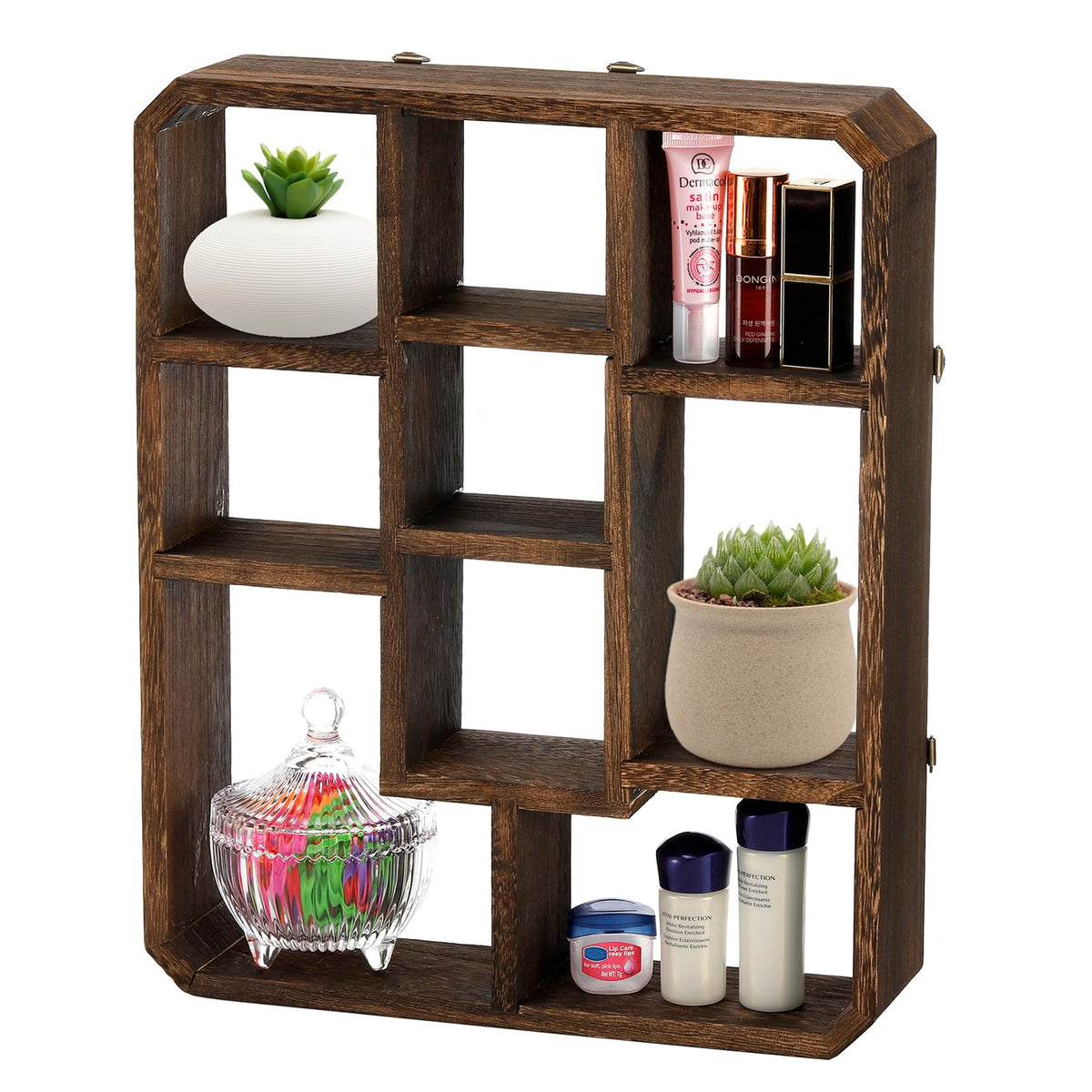 Frcctre wall-mounted or freestanding shelf offers flexible placement for small items