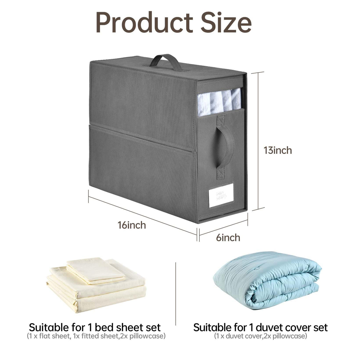 Label tabs on Freebat linen closet organizer for easy identification.