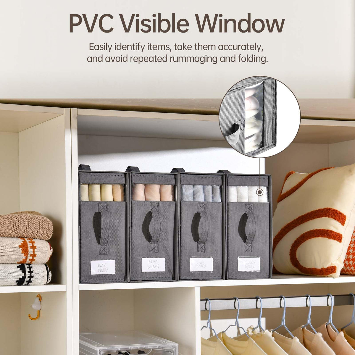 Freebat organizers sized 16x12x6 inches fit standard closets.