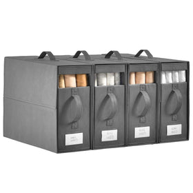 Freebat bed sheet organizers with visible window for quick fabric identification.