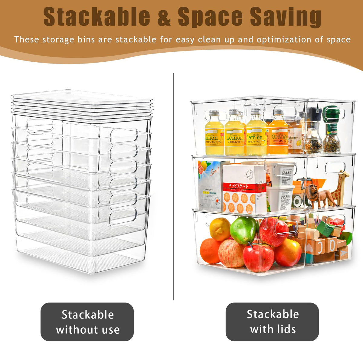Freebat clear plastic bin with built-in handle for easy carrying.