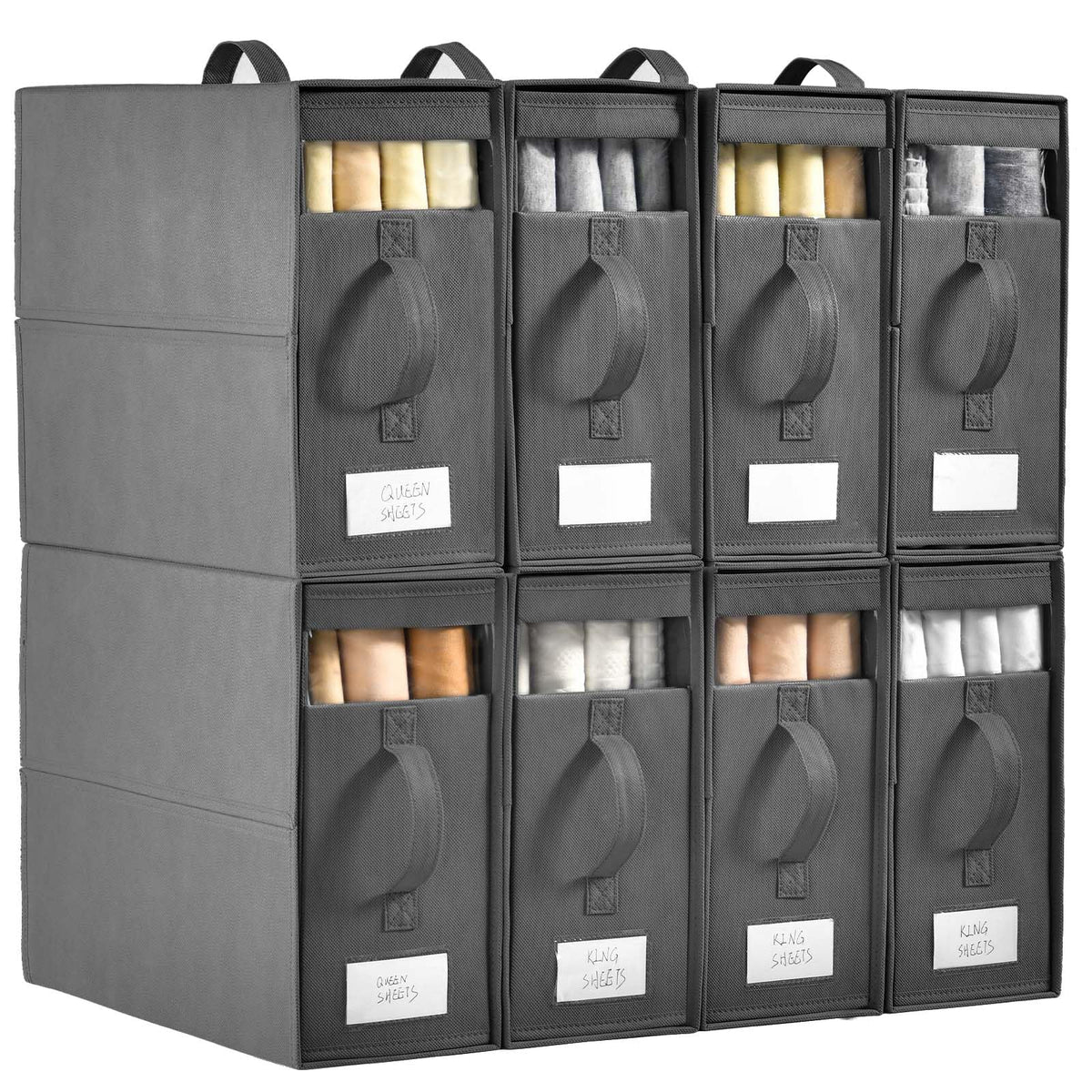 Freebat large bed sheet organizer with visible window for quick color checks.
