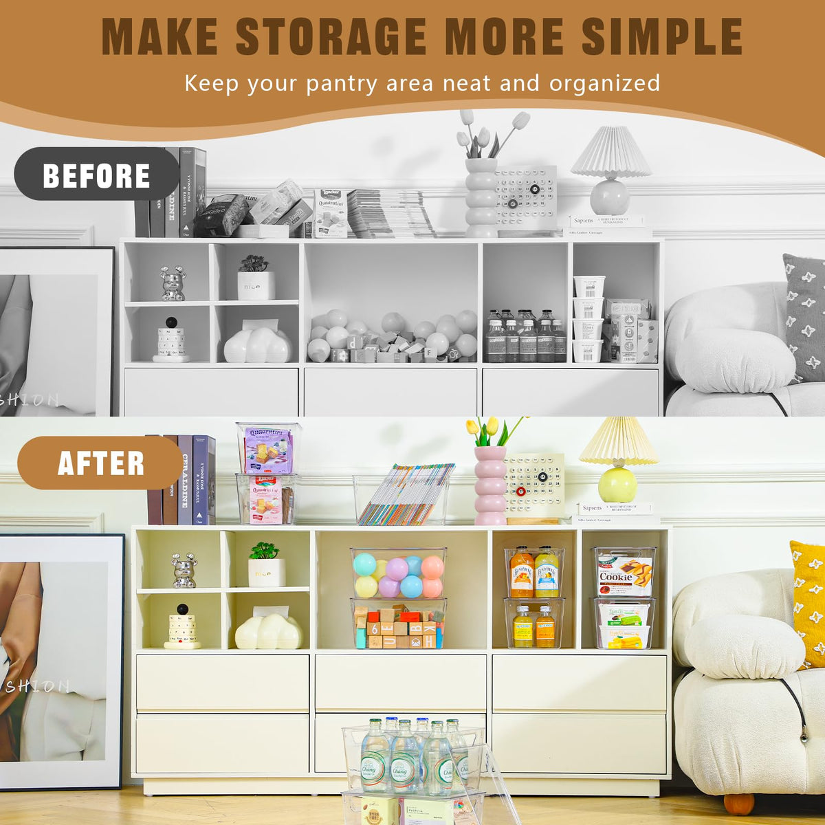 Freebat multi-purpose storage bins for office and bedroom decluttering.