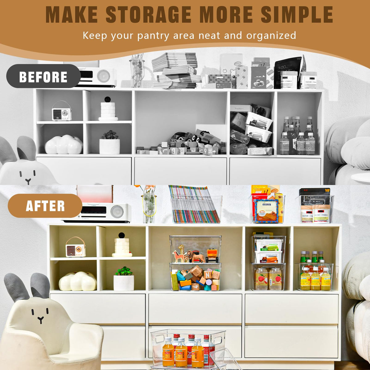 Freebat space-saving nesting design helps declutter pantries and cabinets.