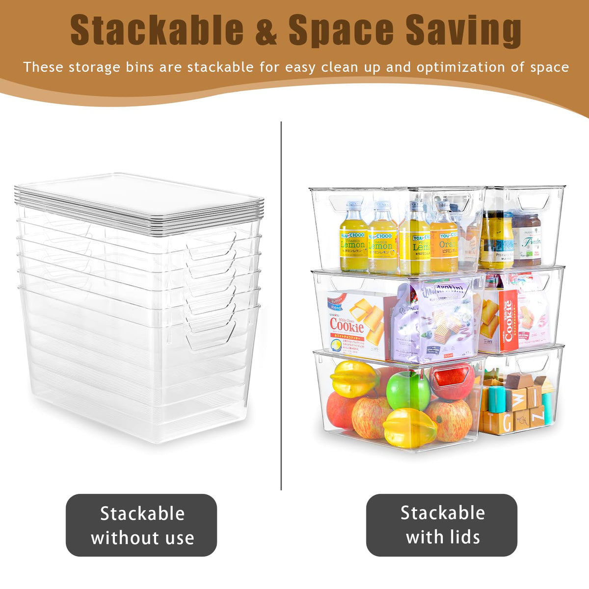Freebat plastic storage bin with built-in handles for easy transport.