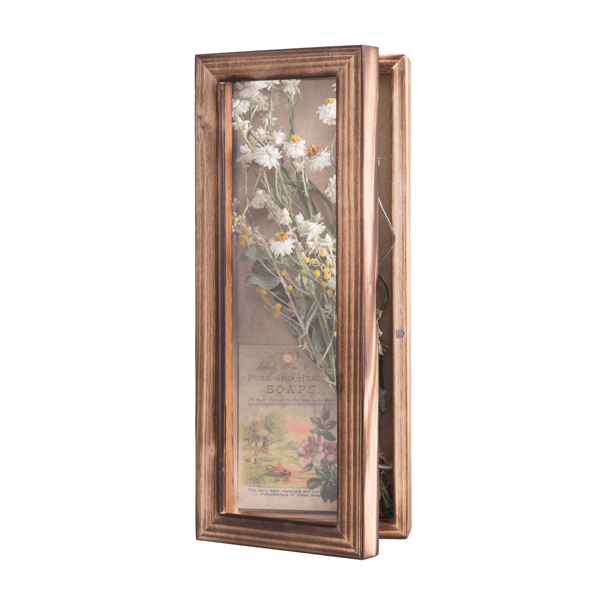 Freezing Point shadow box frame showcases flowers display with linen back for keepsakes