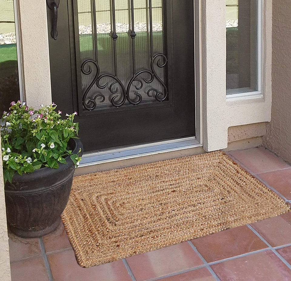 FRELISH DECOR handwoven jute rug 2x3 in natural beige for durable daily use.