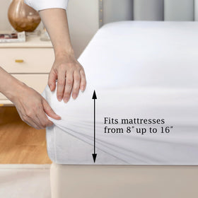 FreshCulture fitted sheet folded on a bed showcasing hotel-quality softness