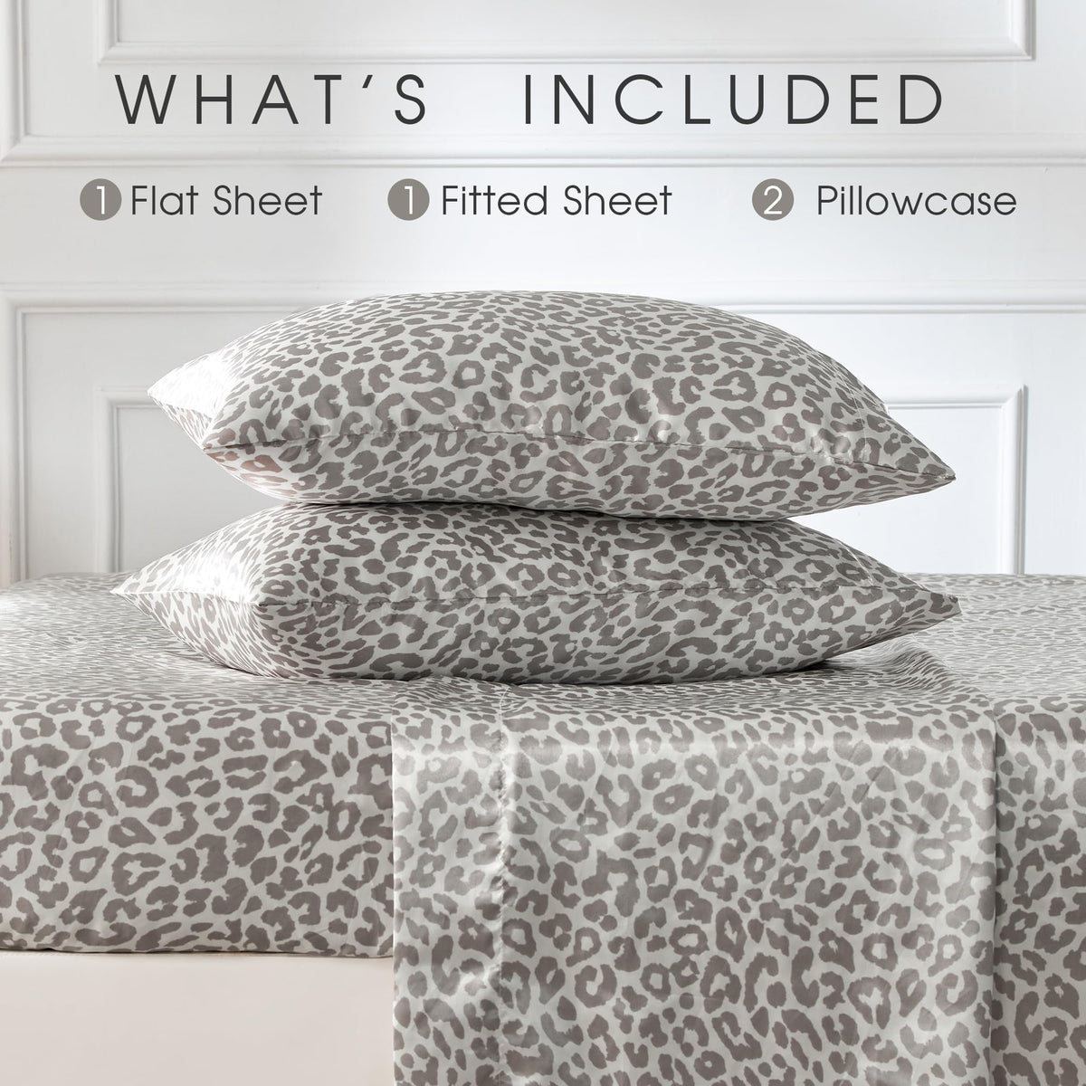 FreshCulture leopard satin fitted sheet with deep pockets for secure fit