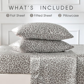 FreshCulture leopard satin fitted sheet with deep pockets for secure fit