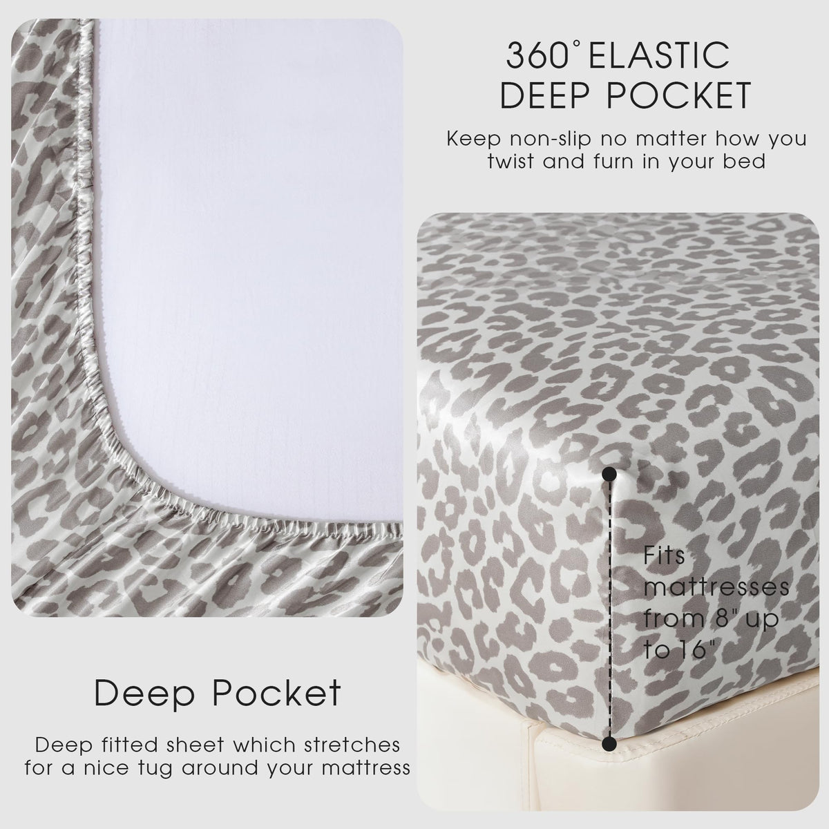 FreshCulture leopard satin pillowcases showcasing hair-friendly comfort