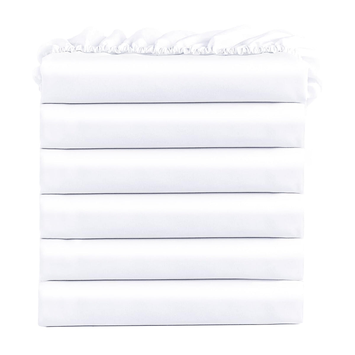 FreshCulture twin fitted sheets six-pack packaging in white for bulk hotel and salon use.
