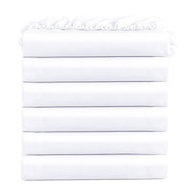 FreshCulture twin fitted sheets six-pack packaging in white for bulk hotel and salon use.