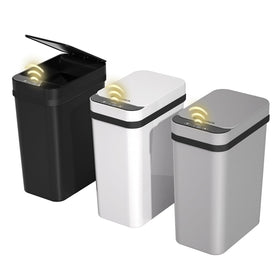 FRESHLIX 3-pack bathroom trash cans front view shows slim profile for tight spaces.