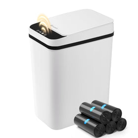 FRESHLIX bathroom trash can with lid for discreet odor control.