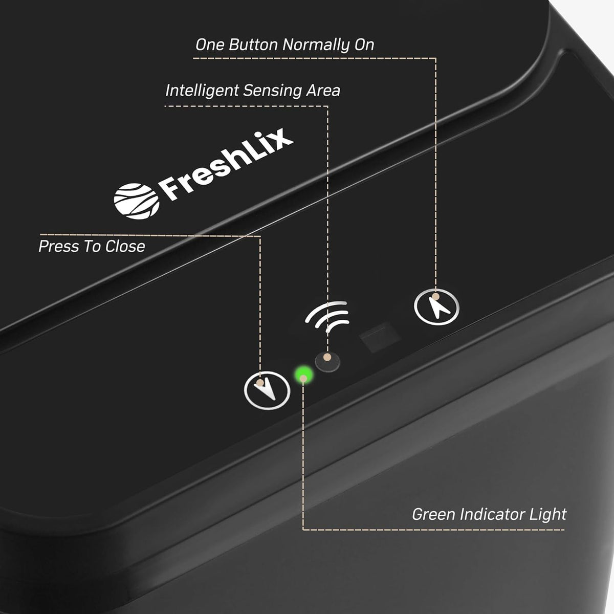 FRESHLIX interior bag ring keeps bags secure and tidy.