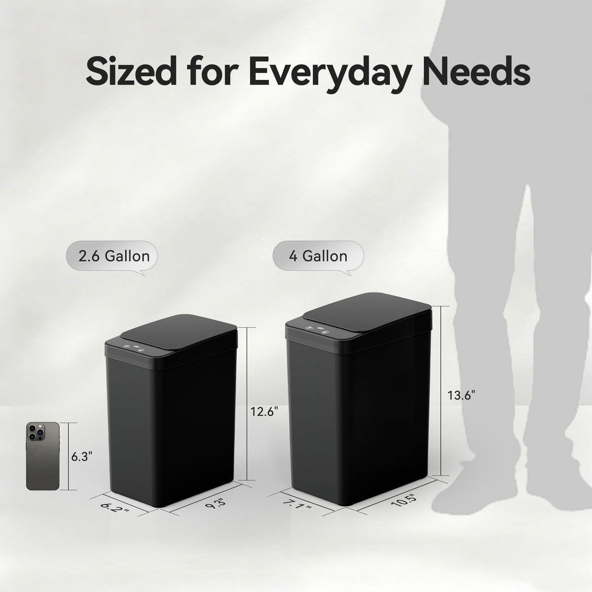 FRESHLIX trash bin with lid closed to seal odors in small spaces.