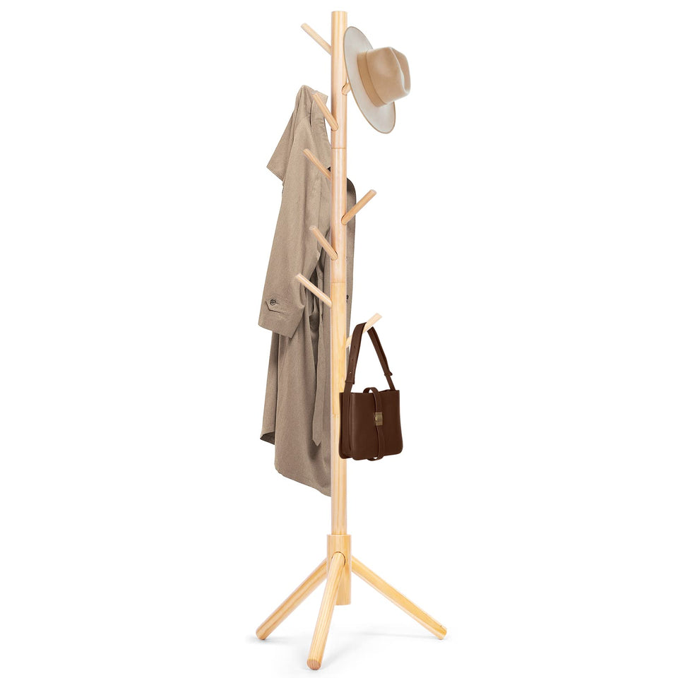 Freyawin coat rack with 8 hooks in entryway for coats and bags
