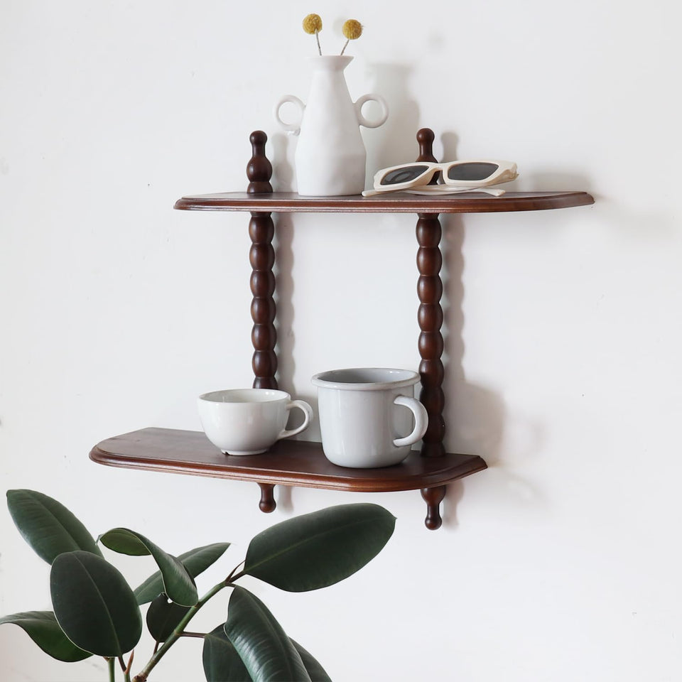 FRIADE 2-Tier wall shelf with roman columns for stylish display.