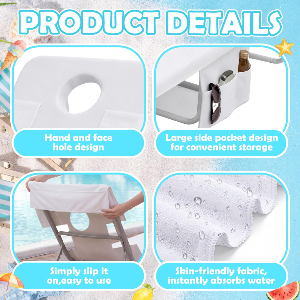 Frienda chaise arm holes adapt to chairs for natural lounging.