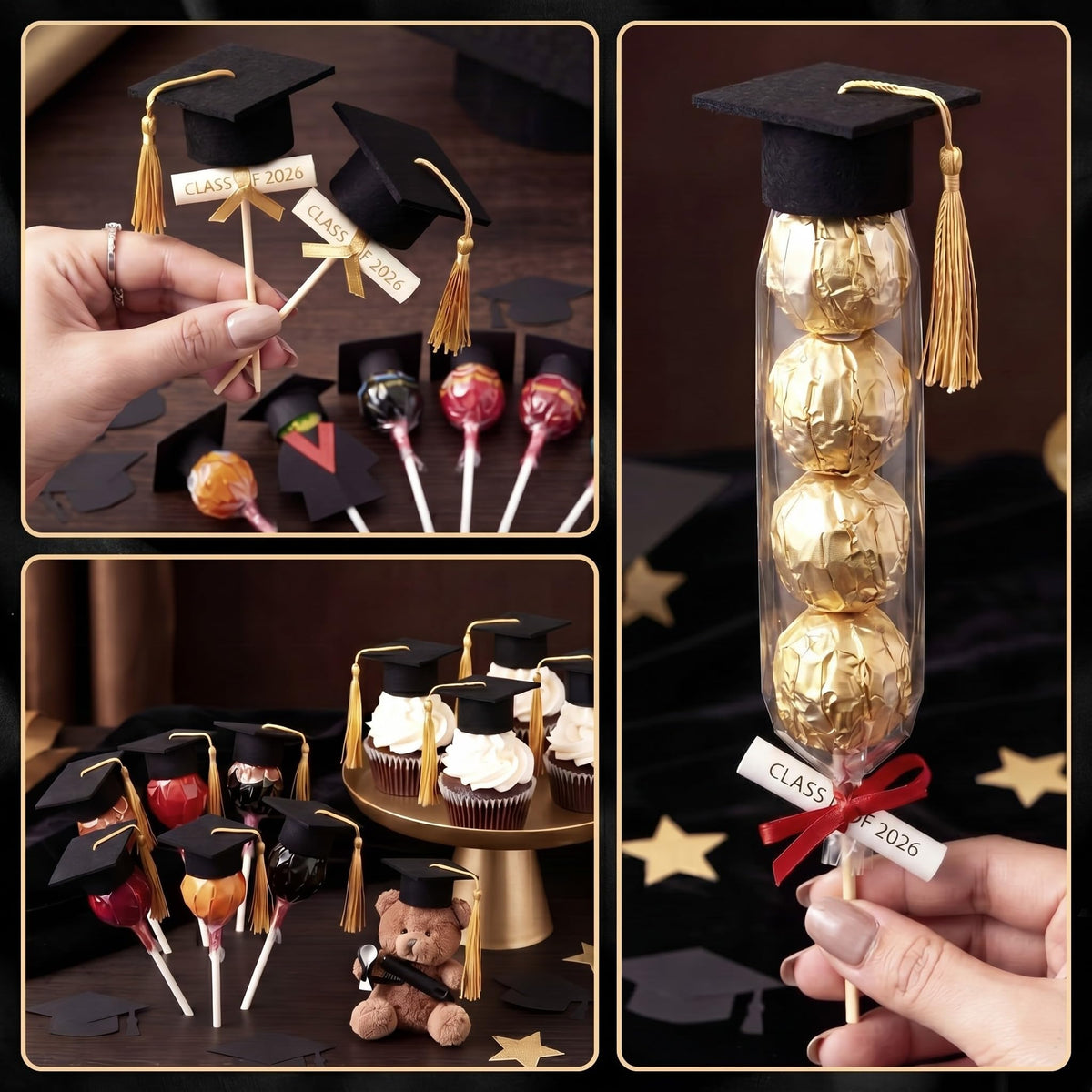 Frienda graduation party decor ideas with these toppers for cakes