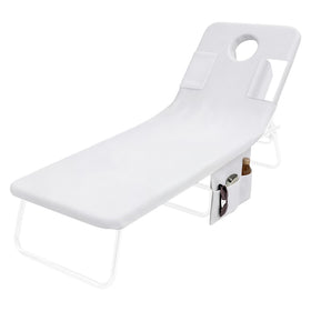 Frienda tanning chair cover with face hole for relaxed, neck-friendly sunbathing.
