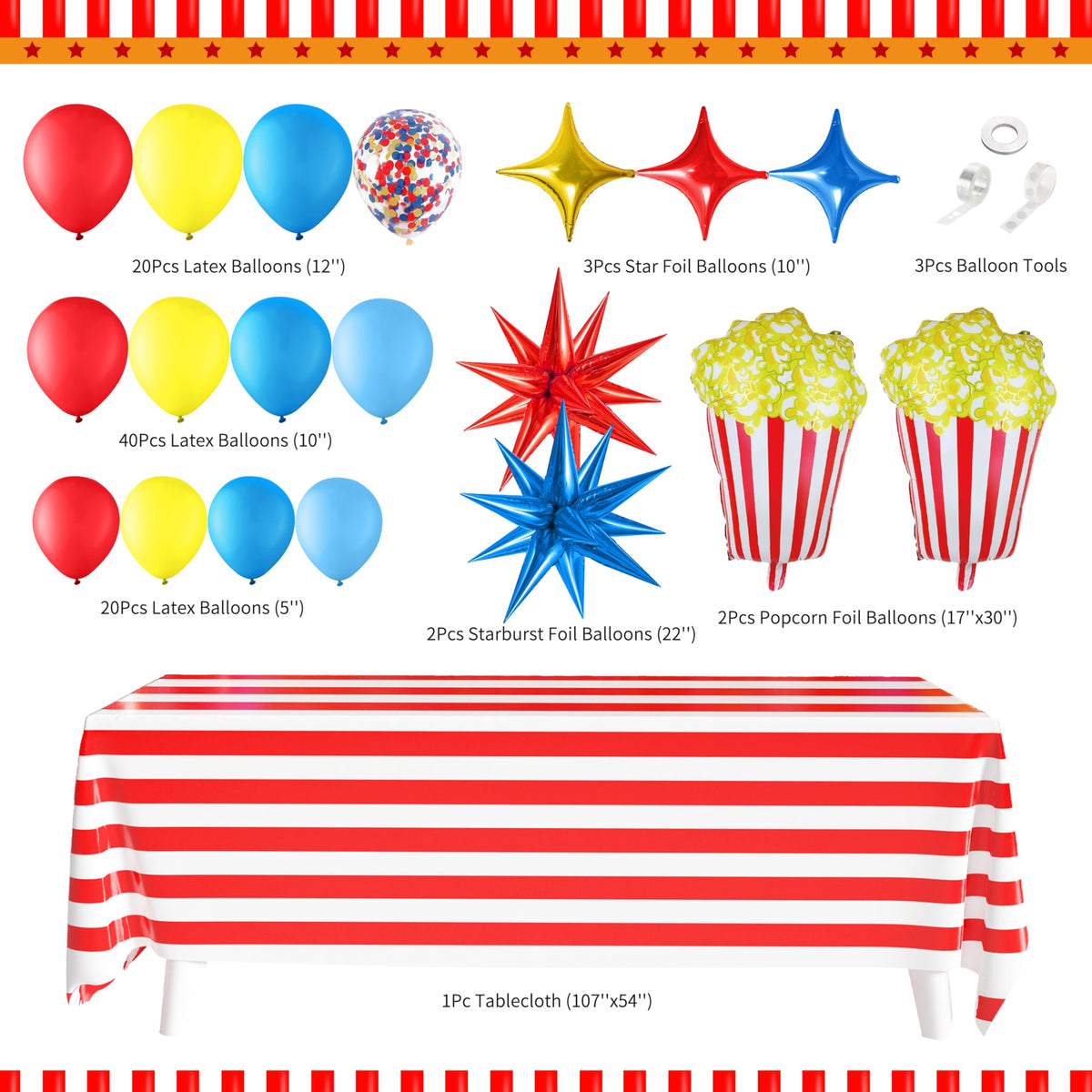 FRIENDISU circus tablecloth brightens tables with durable PEVA fabric.