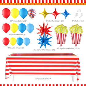 FRIENDISU circus tablecloth brightens tables with durable PEVA fabric.