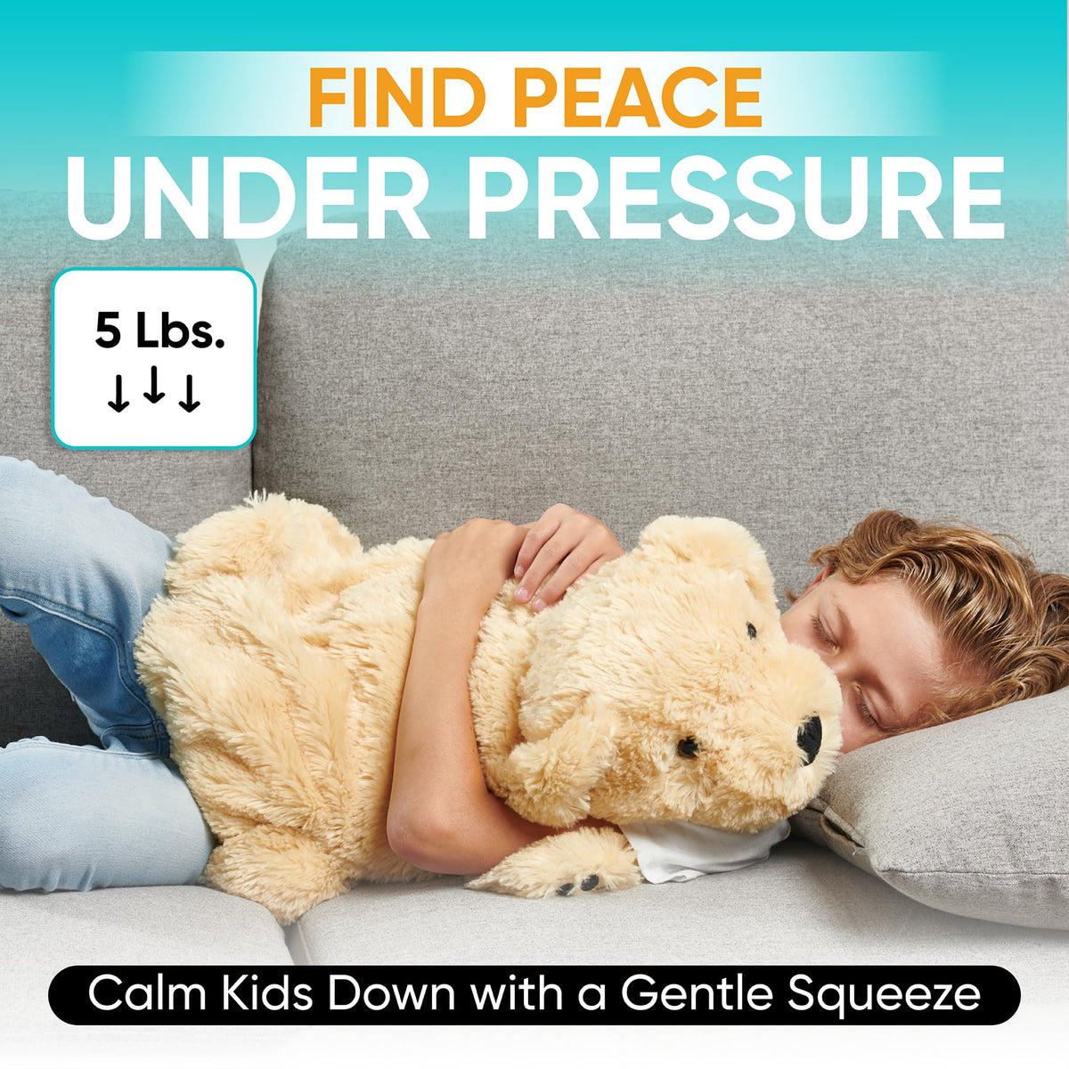 Lightweight 5 lb weight supports calming pressure during play and study.