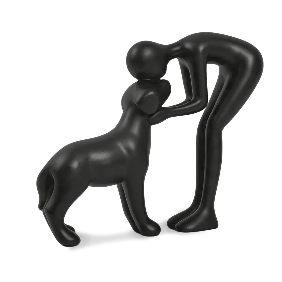 FriyGardcn abstract resin sculpture of a man and dog, ideal for heartfelt home decor.