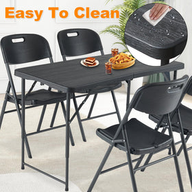 FROASISPRO 4ft folding table anti-slip feet protect floors during setup.