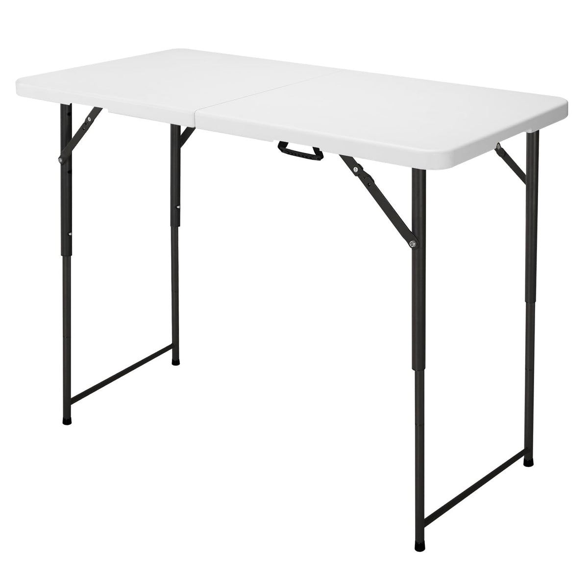 FROASISPRO 4ft folding table folded for compact storage and easy transport.