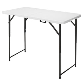 FROASISPRO 4ft folding table folded for compact storage and easy transport.