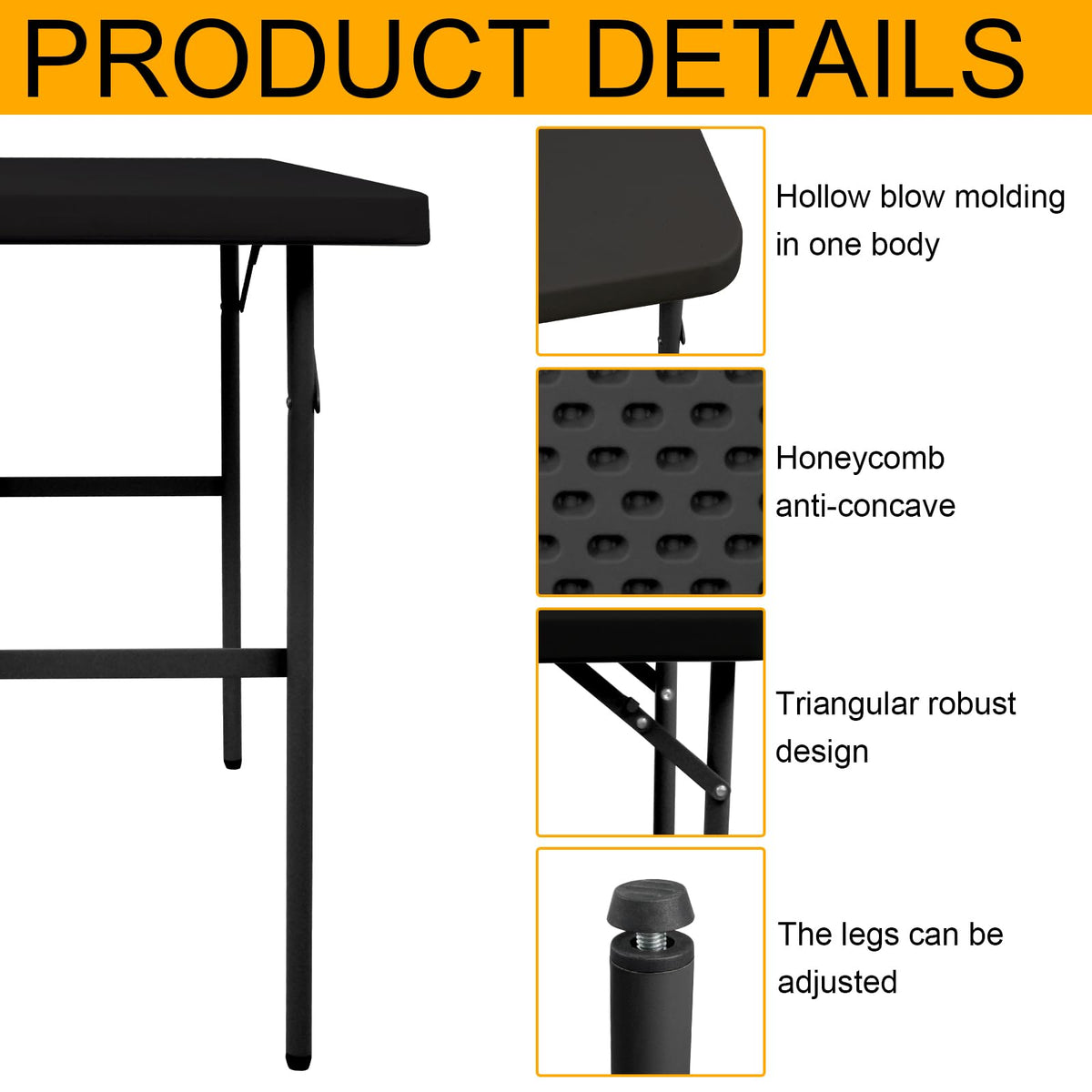 FROASISPRO folding table dimensions show roomy work area in small footprint.