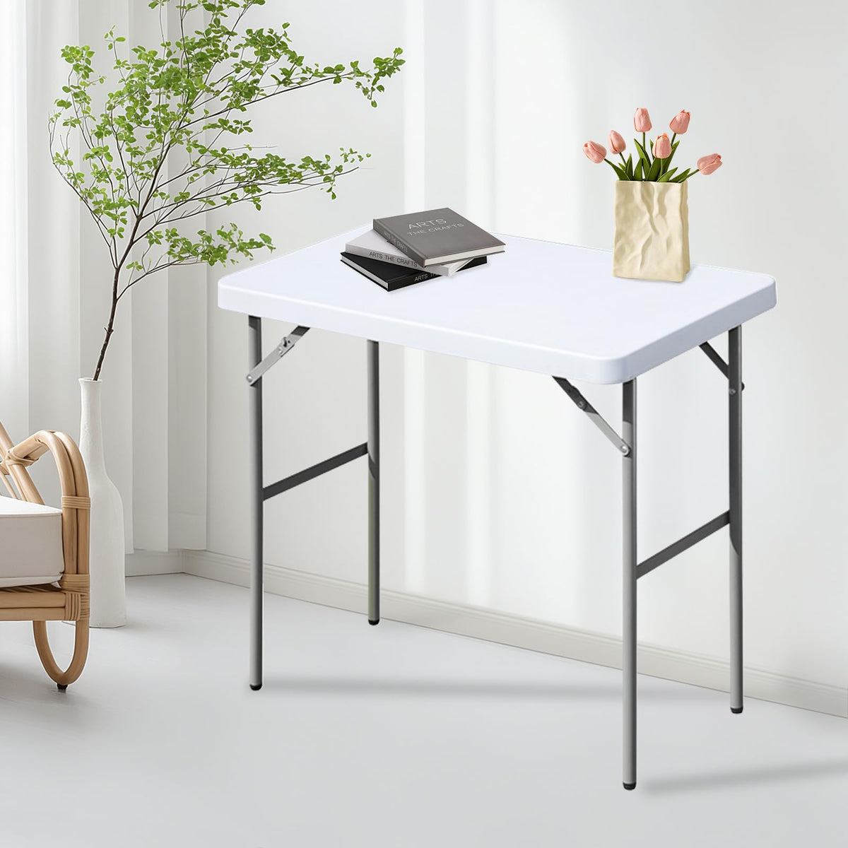 FROASISPRO folding table at gatherings provides extra workspace.