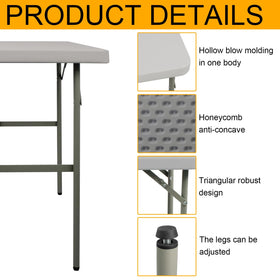 FROASISPRO folding table durable construction supports heavy items without wobble.