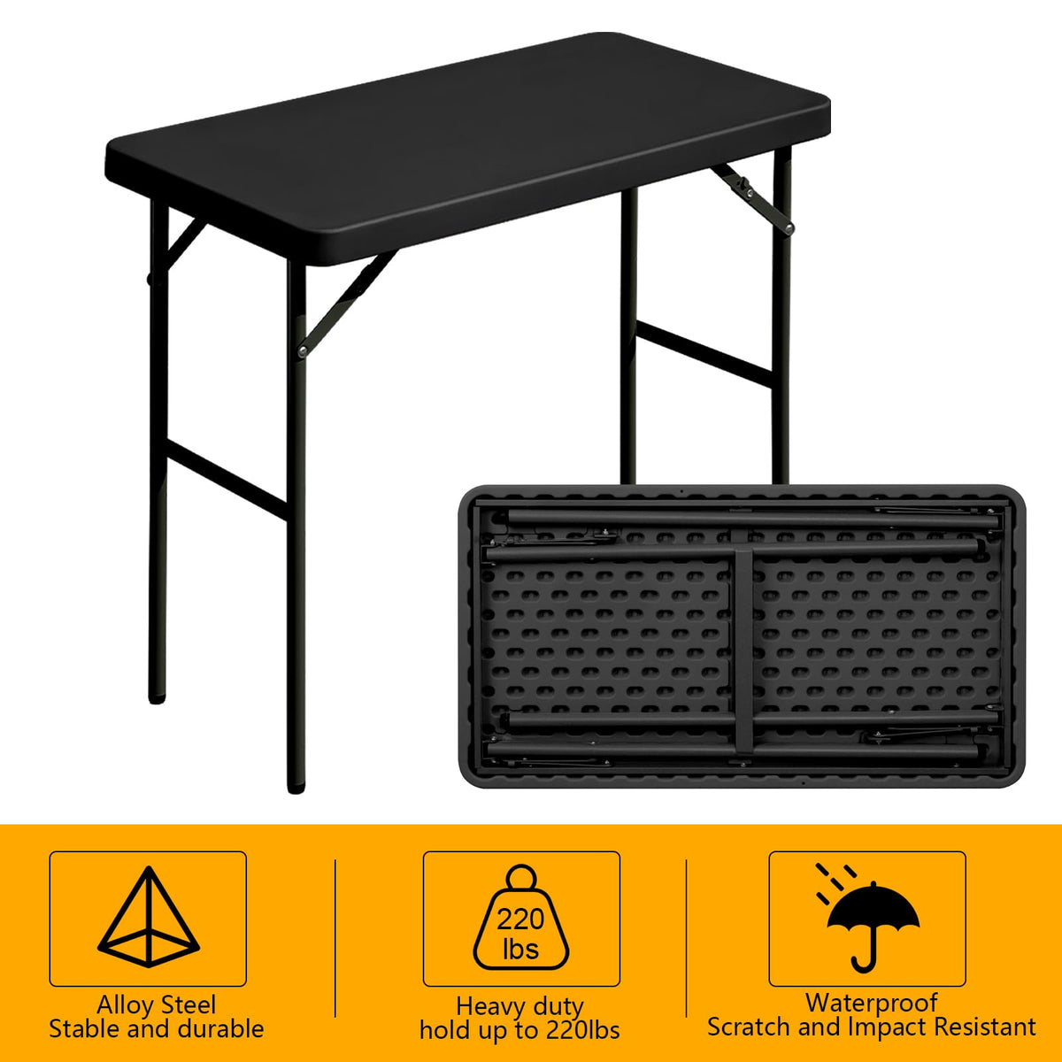 FROASISPRO folding table for outdoor use, durable and easy to clean.