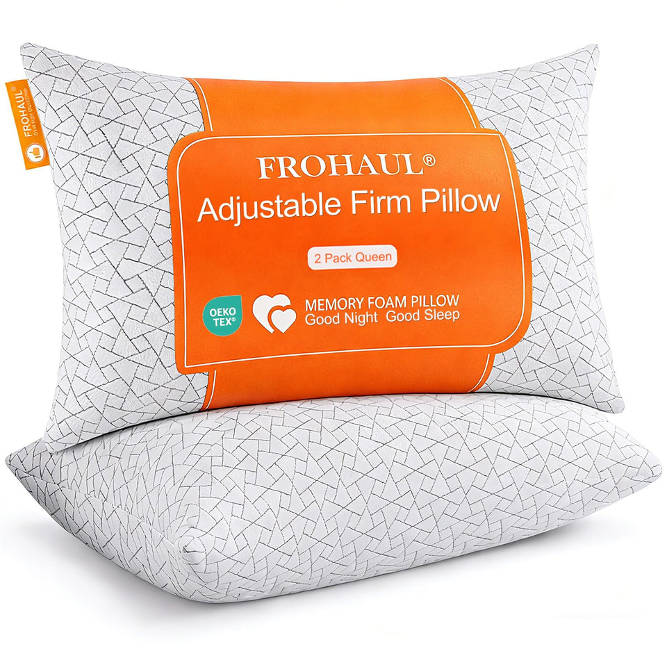 FROHAUL shredded memory foam pillow core supports neck alignment for all sleep positions.