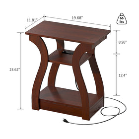 FROMJBEST end table with charging station keeps devices powered