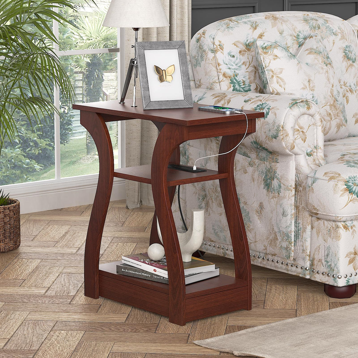 FROMJBEST engineered wood end table built for durability