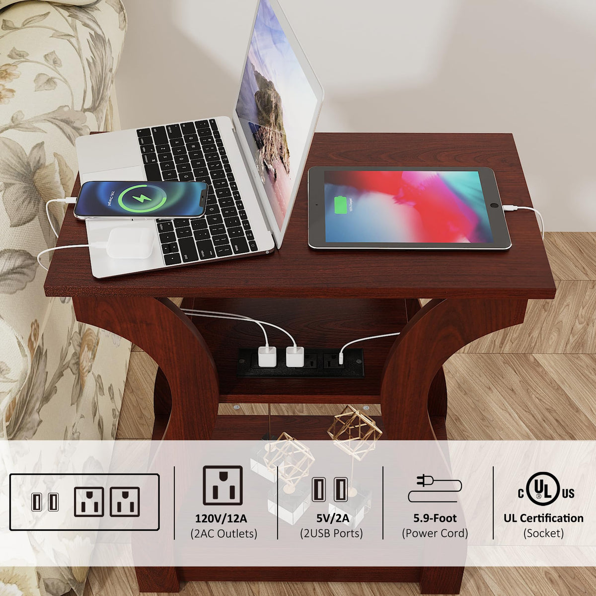 FROMJBEST living room side table setup beside sofa