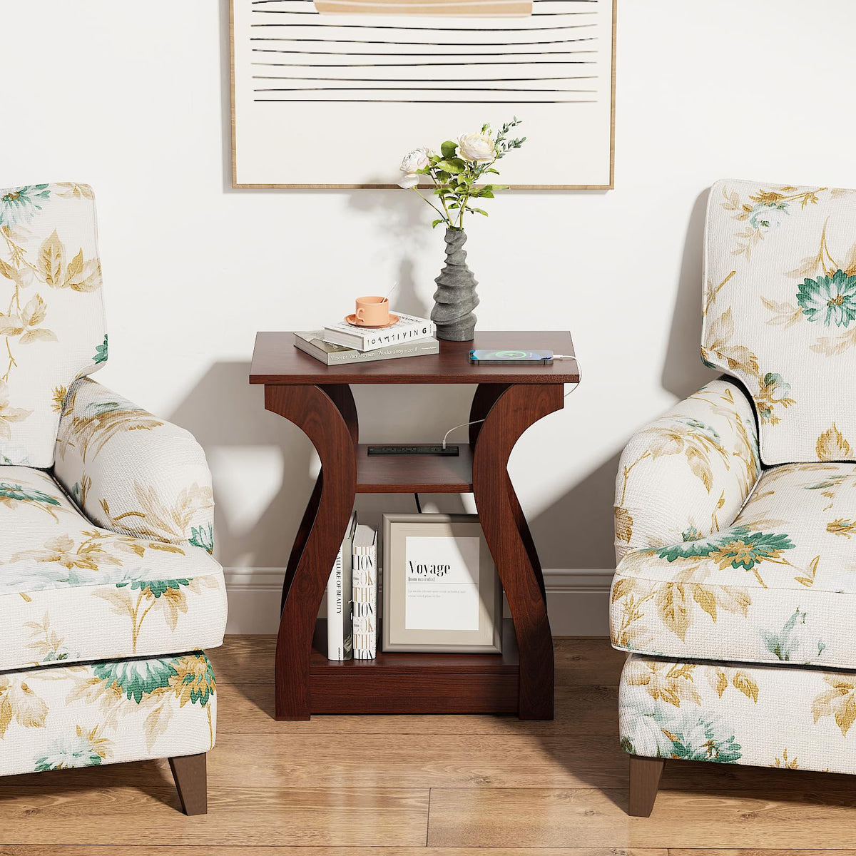 FROMJBEST three-tier storage end table offers display and organization
