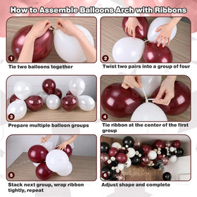Froova 12inch latex balloons in burgundy black white create vibrant garlands
